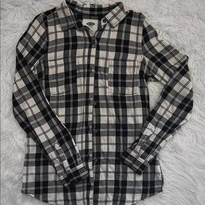 Black and White Plaid Button-up Shirt